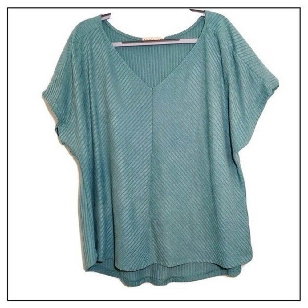 Filipa Tunic Women XL Turquoise Coastal Relaxed Beachy Oversized Summer Layering